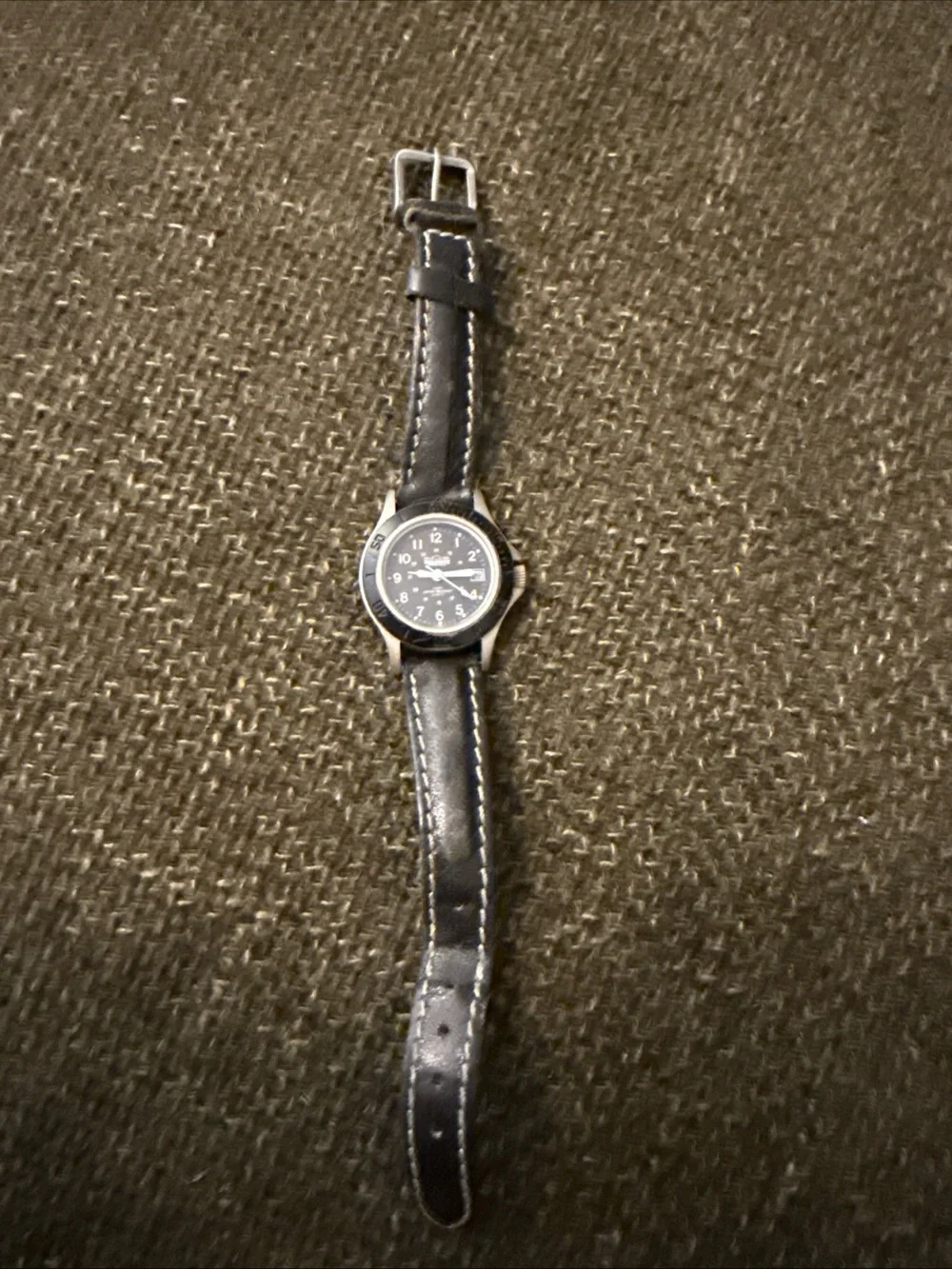 Wolverine Black Dial Black Leather Strap Field Watch